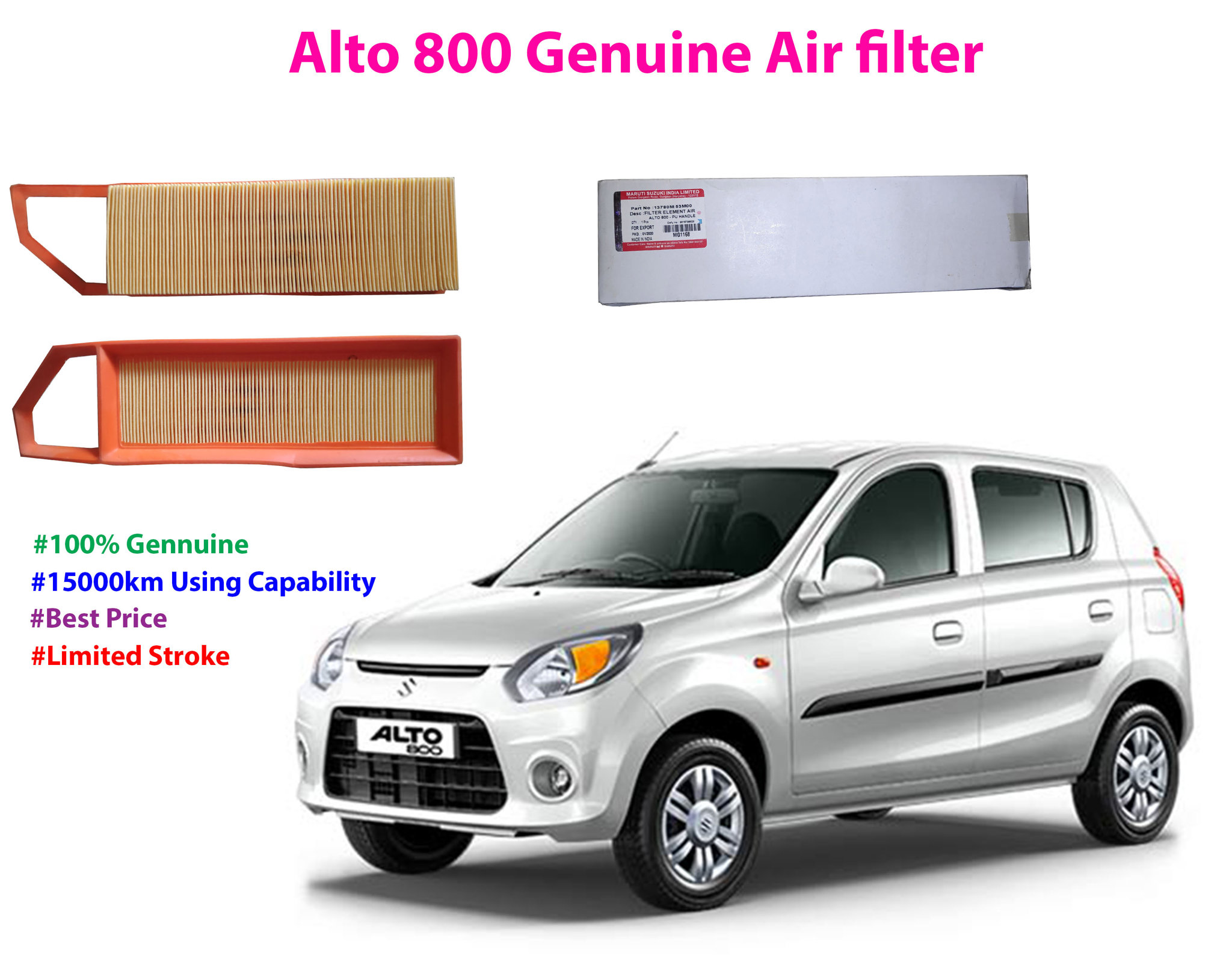 Picture of Alto 800 Air Filter Maruti Suzuki 13780M53M00