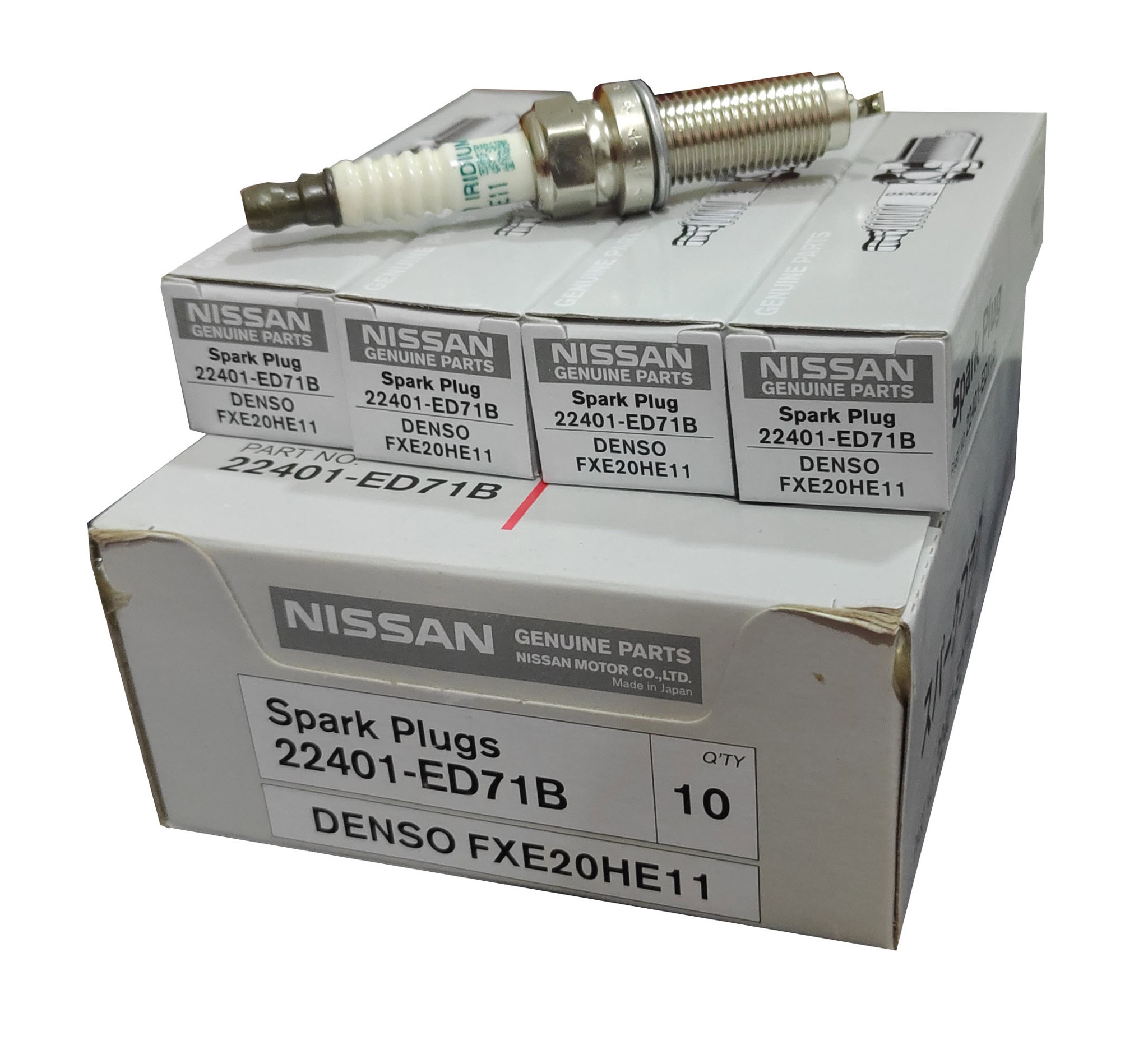 Picture of Nissan Spark Plug 4pcs 22401-ED71B NGK DILZKAR6A11 DENSO FXE20HE11 For X-Trail